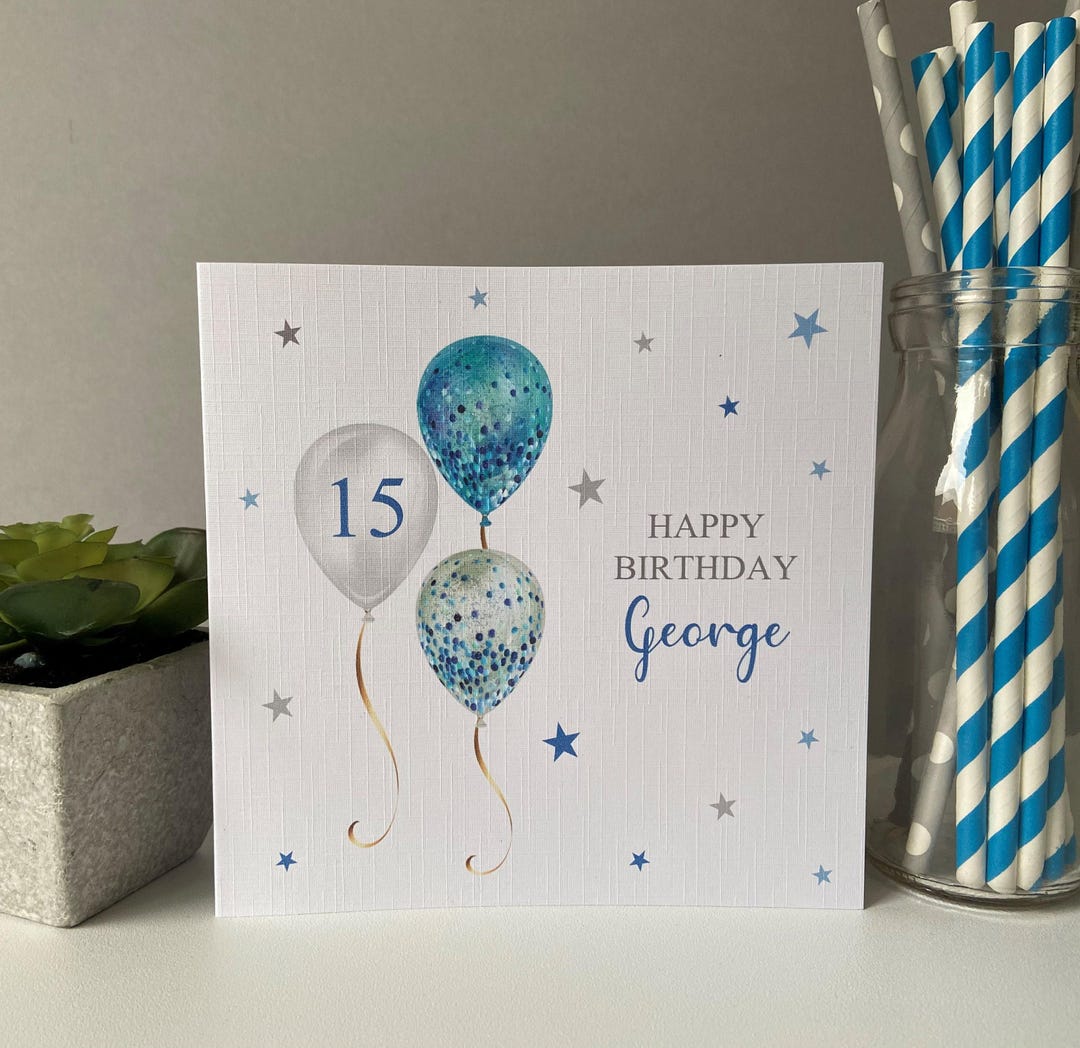Personalised Female Birthday Card Balloons Grandson Son Dad Uncle ...