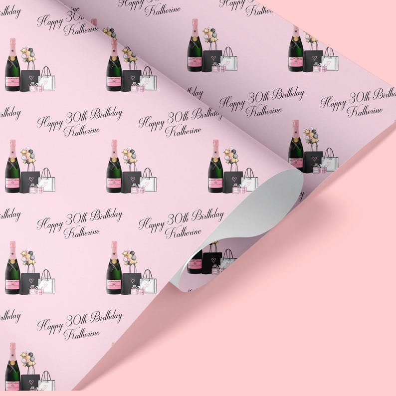 Custom Birthday Wrapping Paper, Personalised Gift Wrap, 20th, 30th, 40th, 50th, 60th image 1