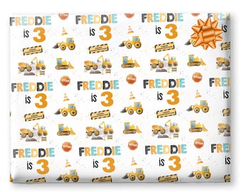 Personalised Gift Wrap / Personalised Birthday Wrapping Paper / Personalised Gift Wrap / Construction | Digger Trucks
