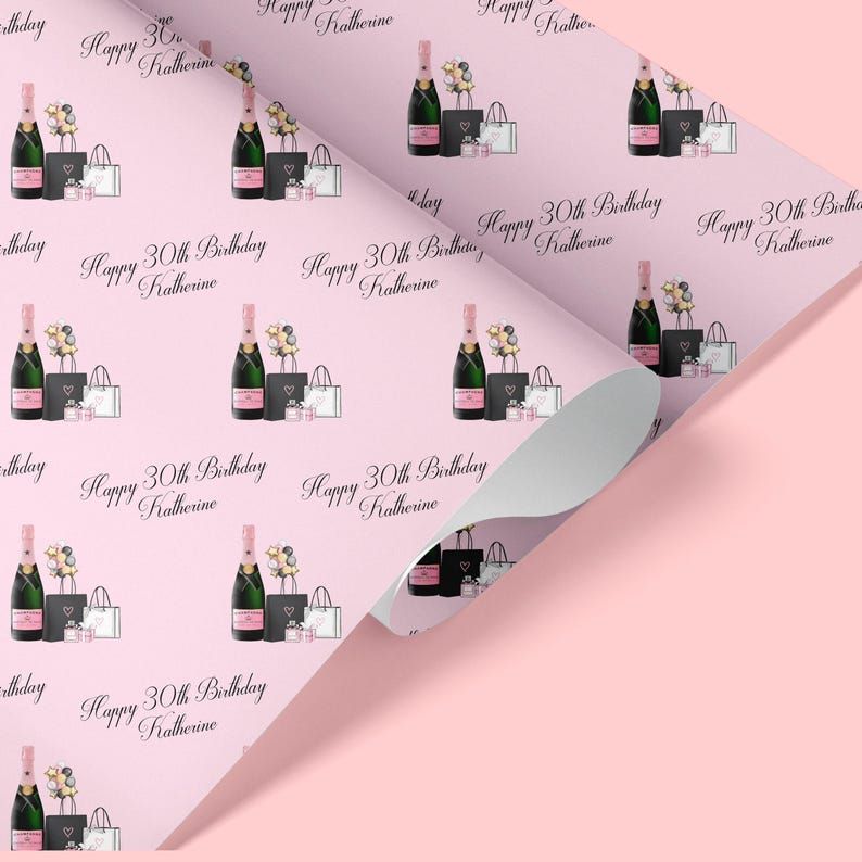 Custom Birthday Wrapping Paper, Personalised Gift Wrap, 20th, 30th, 40th, 50th, 60th image 6