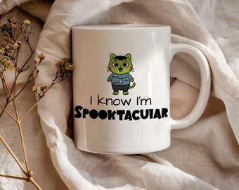 Cat Halloween Mug, Halloween mug, Spooky ghostly Cat Mug, Cat Lover Mug,Cute ghost cat coffee mug,Funny ghost cat mug