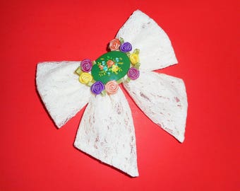 Big Cream Bow Barrette