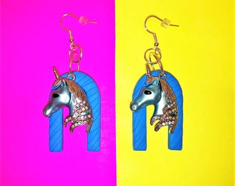 True Blue Unicorn Earrings