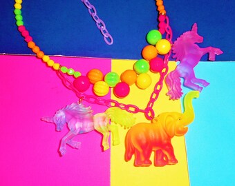 Elephant and Unicorns Necklace