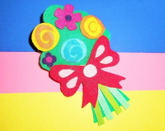 Fabulous Felt Bunch of Blooms Brooch