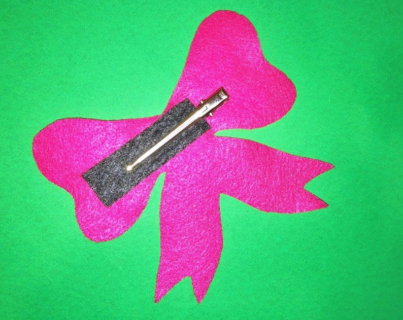 Big Pink Bow Barrette Brooch image 2