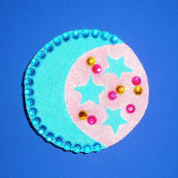 Fabulous Felt Blue Moon Barrette