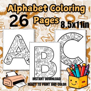 Páginas para colorear del alfabeto Hojas para colorear del alfabeto Letras para imprimir Alfabeto digital Letras imprimibles en PDF Letras preescolares Letras para colorear