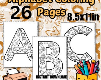 Alphabet Coloring Pages Alphabet Coloring Sheets Letters to Print Digital Alphabet Printable Letters PDF Letters Pre School Letters To Color