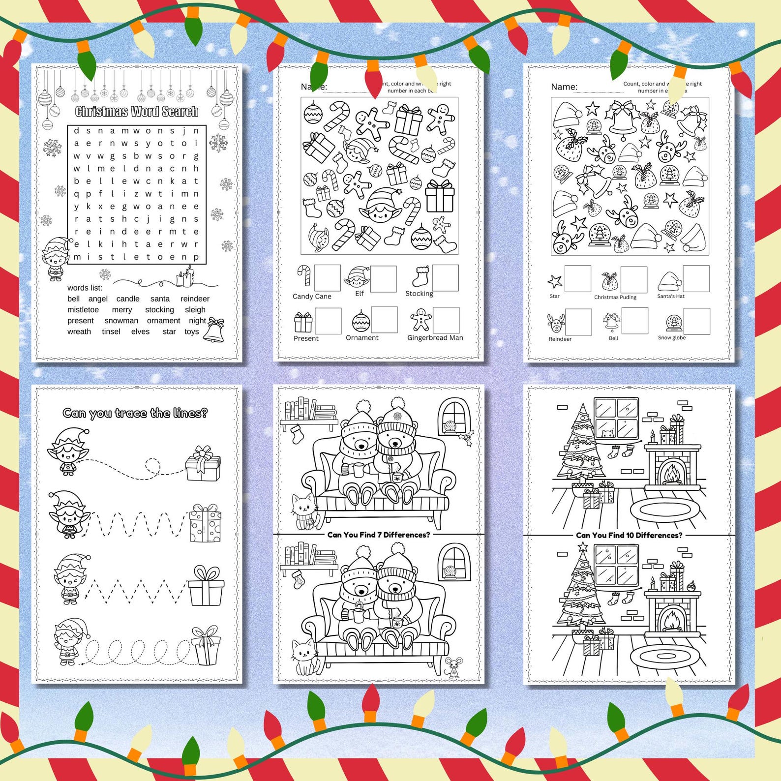Christmas Activity Bundle Kids Activity Sheets Christmas Coloring Pages ...
