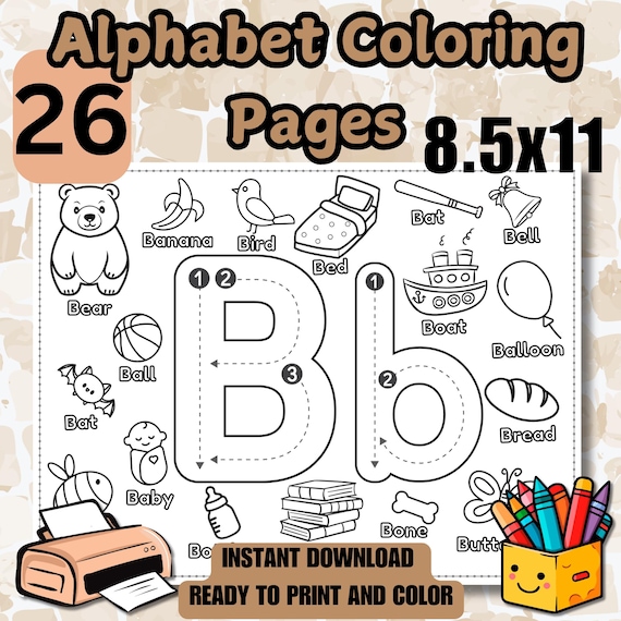 Alphabet Coloring Pages Alphabet Tracing Alphabet Activity Pages Digital Alphabet Pages Printable Letters Alphabet Colouring Tracing Letters
