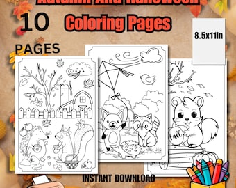 Fall Coloring Pages Halloween Pages to Color Kids Coloring Book Halloween Activity Pages PDF Coloring Sheets Autumn Fun Autumn Coloring page