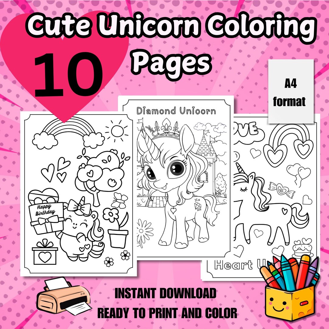Cute Unicorn Coloring Pages Unicorn Coloring Book Kids Coloring Book ...