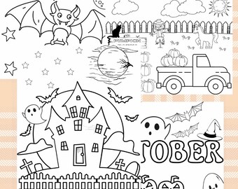 Kids Coloring Pages. October Coloring Bundle.