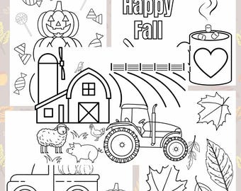 Toddler Coloring Pages. October Coloring Bundle. Fall Coloring Pages.