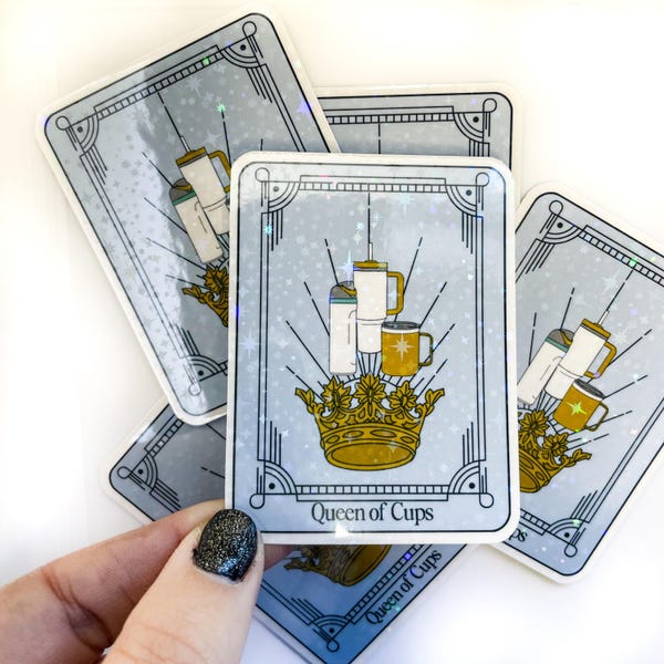Three Cup Girly- Tarot Inspired Holographic Vinyl Sticker