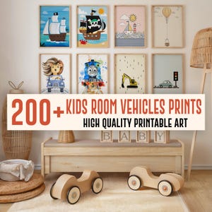 200+ Kids Room Vehicles Nursery Wall Art Mega Bundle, Playroom Decor, Printable Wall Art, Kids room prints, nursery prints, wall art bundle,
