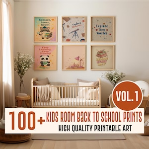 100+ Kids Room Back to School Wall Art Bundle, Nursery Wall Art Decor, Print Bundle, Playroom Decor, Nursery Wall Art Set, Nursery Printable