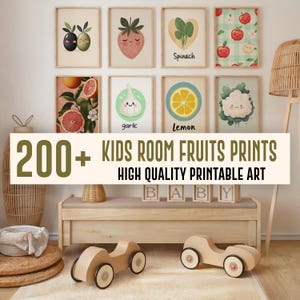 200+ Kids Room Fruits Nursery Wall Art Mega Bundle, Playroom Decor, Printable Wall Art, Kids room prints, nursery prints, wall art bundle,