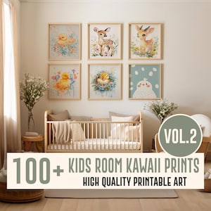 100+ Kids Room Kawaii Wall Art Bundle, Nursery Wall Art Decor, Print Bundle, Playroom Decor, Nursery Wall Art Set, Nursery Printable Set