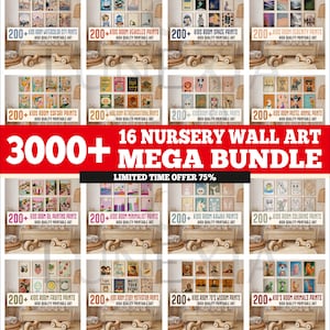 3000+ Kids Room Nursery Wall Art Mega Bundle, Playroom Decor, Printable Wall Art, Kids room prints, nursery prints, wall art bundle,