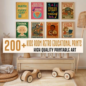 200+ Kids Room Retro Educational Motivation Wall Art Bundle, Nursery Wall Art Decor, Print Bundle, Playroom Decor, Nursery Wall Art Set