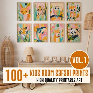 100+ Kids Room Safari Wall Art Bundle, Nursery Wall Art Decor, Print Bundle, Playroom Decor, Nursery Wall Art Set, Nursery Printable Set