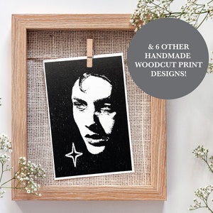 Original Holzschnitt Stippling Portraits | Einzigartige Postkarten Prints | Original Letterpress Relief-Druck | Handmade Kunstdrucke | Holzschnitt Kunst