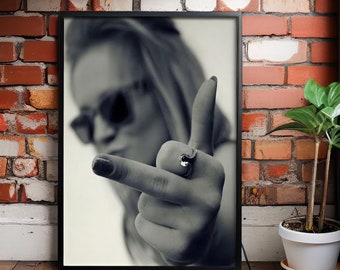 Feminist Middle Finger Canvas Print - Vintage Women Attitude Art