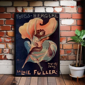 carteles antiguos, París - Póster vintage de Loeie Fuller - Folies Bergere - Estética de los años 20, Impresión de danza vintage, Arte de danza - Art Nouveau imprimible