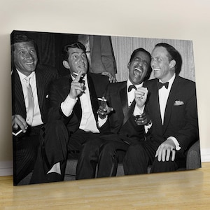 Black And White Print,The Rat Pack Poster, Dean Martin, Sammy Davis Jr And Frank Sinatra, Vintage Wall Art, Farmhouse Decor, Old Hollywood
