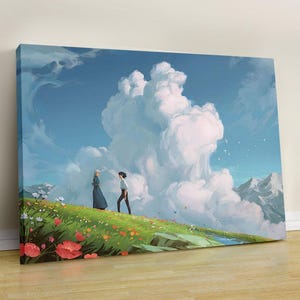 Howl&#39;s Moving Castle Print, Sophie and Howl Canvas, Japanese Anime Prints, Howls Moving Castle Poster, Ghibli Inspired Art, Anime Lover Gift