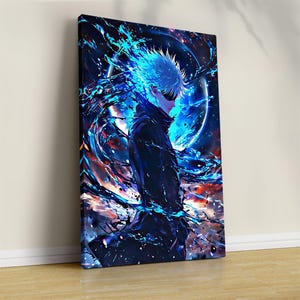 Poster portrait de Satoru Gojo Jujutsu Kaisen, décoration anime, art mural anime mat premium, cadeau de fan d&#39;anime art manga, décoration d&#39;intérieur, affiche
