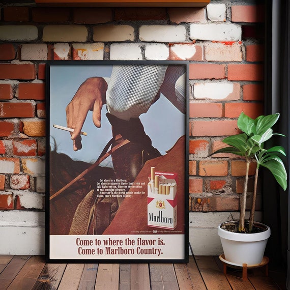 Marlboro Man Vintage Poster: Cowboy Horseback Riding Art Print