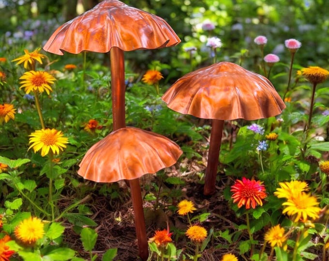 Handmade Copper Mushrooms