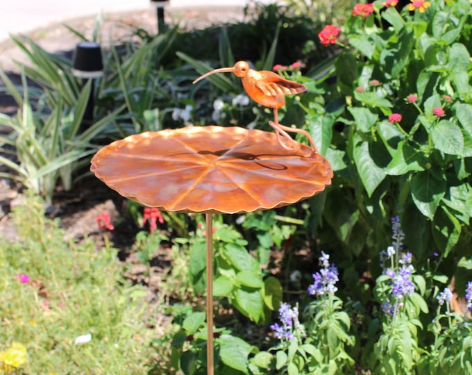 Copper Hummingbird Garden Stake