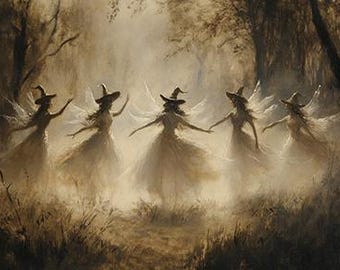 Dancing Fairies Art: A Fairytale Medieval Addition for Your Moody Gallery Wall and Whimsigoth Decor – Perfect Oddities Wall Art