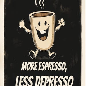 Coffee Bar Print: Espresso Wall Art for Your Coffee Station - More Espresso, Less Depresso