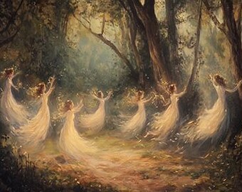 Dancing Fairies Art: A Fairytale Medieval Addition for Your Moody Gallery Wall and Whimsigoth Decor – Perfect Oddities Wall Art