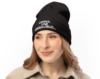 Gorro de punto con bordado, cita inspiradora, mentalidad, luchador, gorro de concienciación sobre el cáncer, gorro de punto con bordado, inspirador