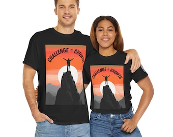 Camiseta unisex "Desafío = Crecimiento", camiseta motivacional, sigue inspirando a los demás, vibras positivas, top inspirador