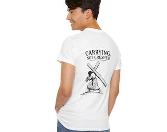 Camiseta cristiana "Jesús cargando la cruz" / "Llevándola, no aplastada" (inspiración)