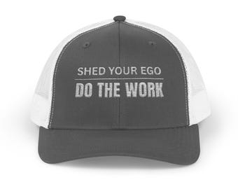 Gorra de camionero Snapback "Deshazte de tu ego", "Haz el trabajo", "Sigue inspirando a otros", "Gorra de malla motivacional de marca"