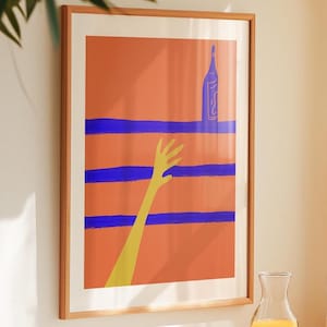 Top Shelf Wine Print, Bar Decor, Bar Cart Art, Prezent dla chłopaka, Ilustracja butelki wina, Colorblock Art, Prezent dla miłośnika wina, Kolorowa sztuka wina