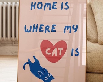 Grappige kattenprint, woondecoratie voor kattenliefhebber (digitale download)