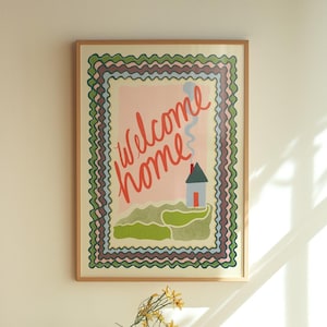 Welcome Home Print: Kitsch Entryway Poster, Wavy Frame (Digital Download)