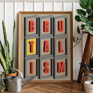 Brutalist Wall Art, Trendy Brutalism Poster, Brutalist Decor, Brutalist Architecture Poster, Architecture Gift, Typography Wall Art