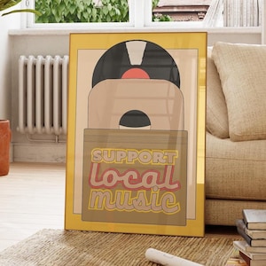 Retro Music Poster, Vinyl Poster Trendy, Record Player Print, Trendy Music Wall Art, Gift for Music Lover, Beige Wall Art, Printable Poster