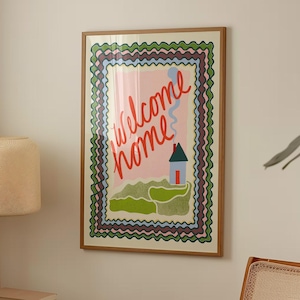 Welcome Home Print: Kitsch Entryway Poster, Wavy Frame (Digital Download)