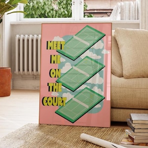 Trendy Tennis Poster, Tennis Gift, Tennis Court Wall Art, Pink Tennis Wall Art, Trendy Wall Art, Sporty Decor, Gift For Tennis Player